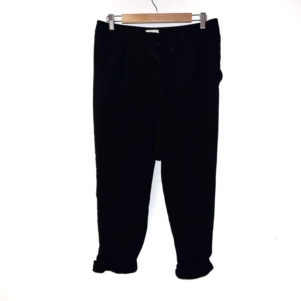 Aritzia Wilfred Black Crepe Silk Trim Allant Crop Pants Minimalist Size 6